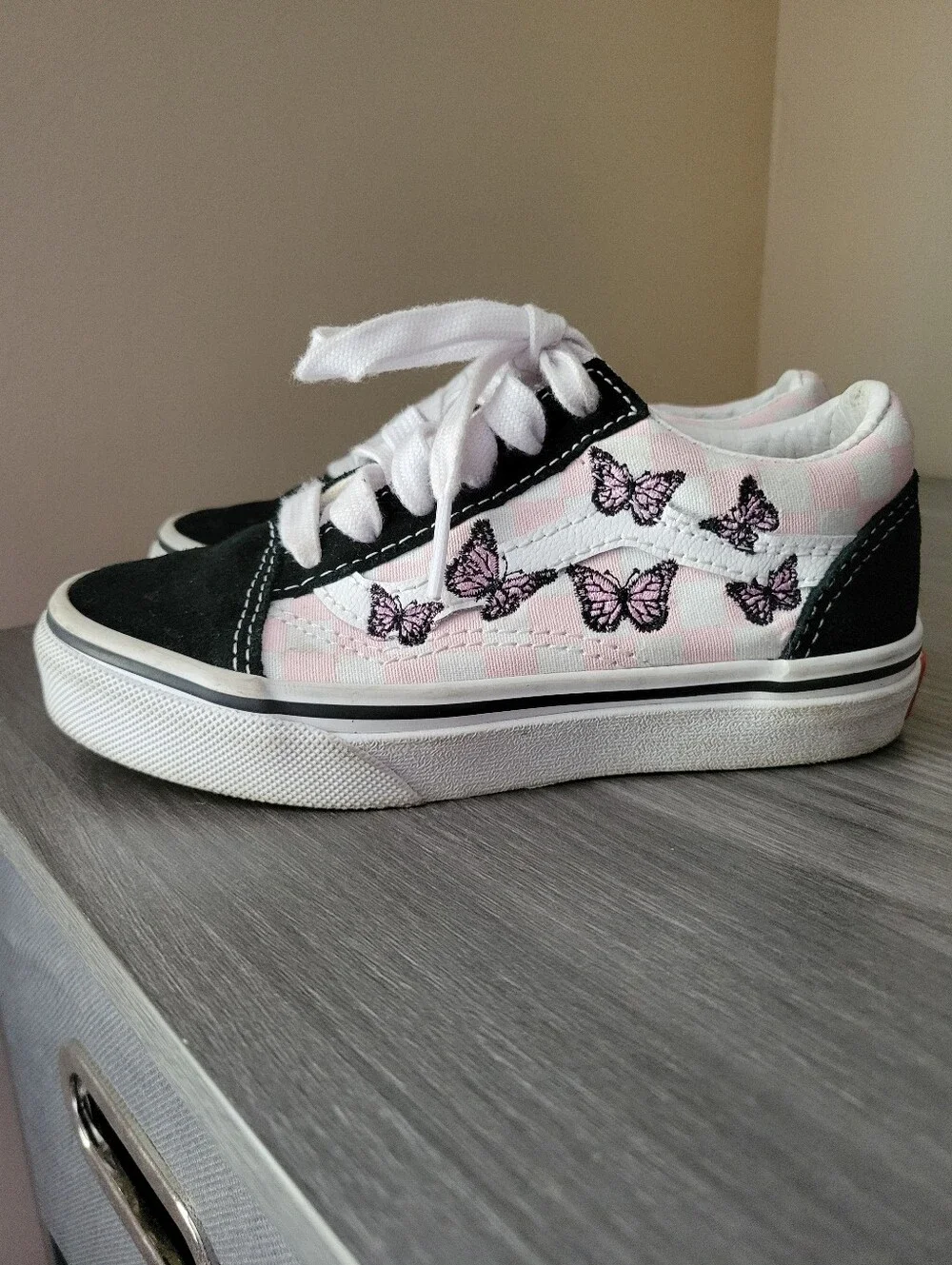 Vans Kids Low-Top Pink Butterfly Shoes